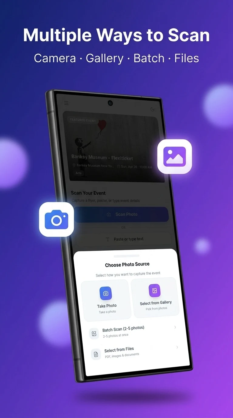 AI analyzing event flyer with progress indicator